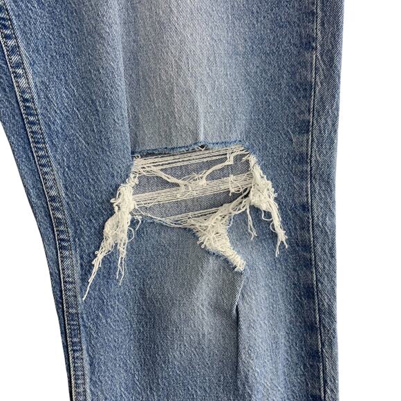 Gap Denim Jeans Size 32 14 S Cheeky Straight High Rise Blue Holes Med Wash NEW - Picture 7 of 12